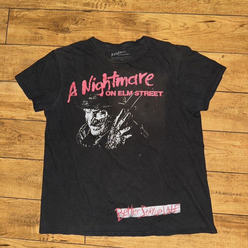 Nightmare On Elm Street Freddy Krueger T-Shirt Black Medium 19x24 Distressed